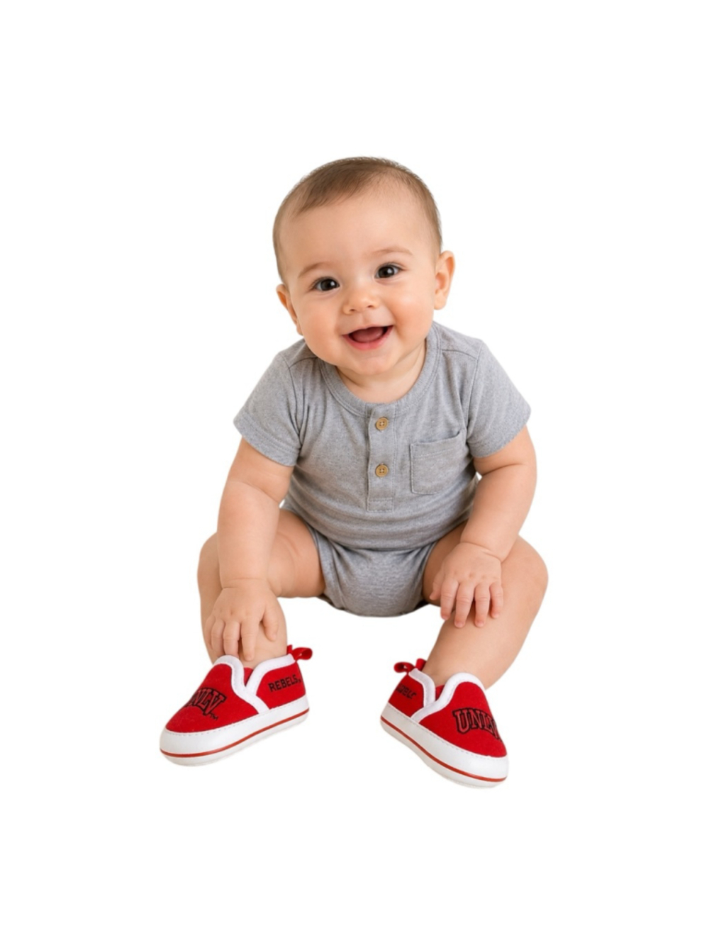 UNLV Rebels Baby Crib Shoes Size 2 Infant Red White Soft Sole Booties